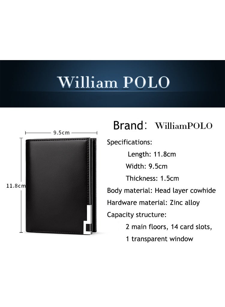 ويليامبولو WilliamPOLO متعددة فتحة الرجال قصيرة سحاب الجلد حقيبة بطاقة مصرفية محفظة الشباب محفظة - Image 4